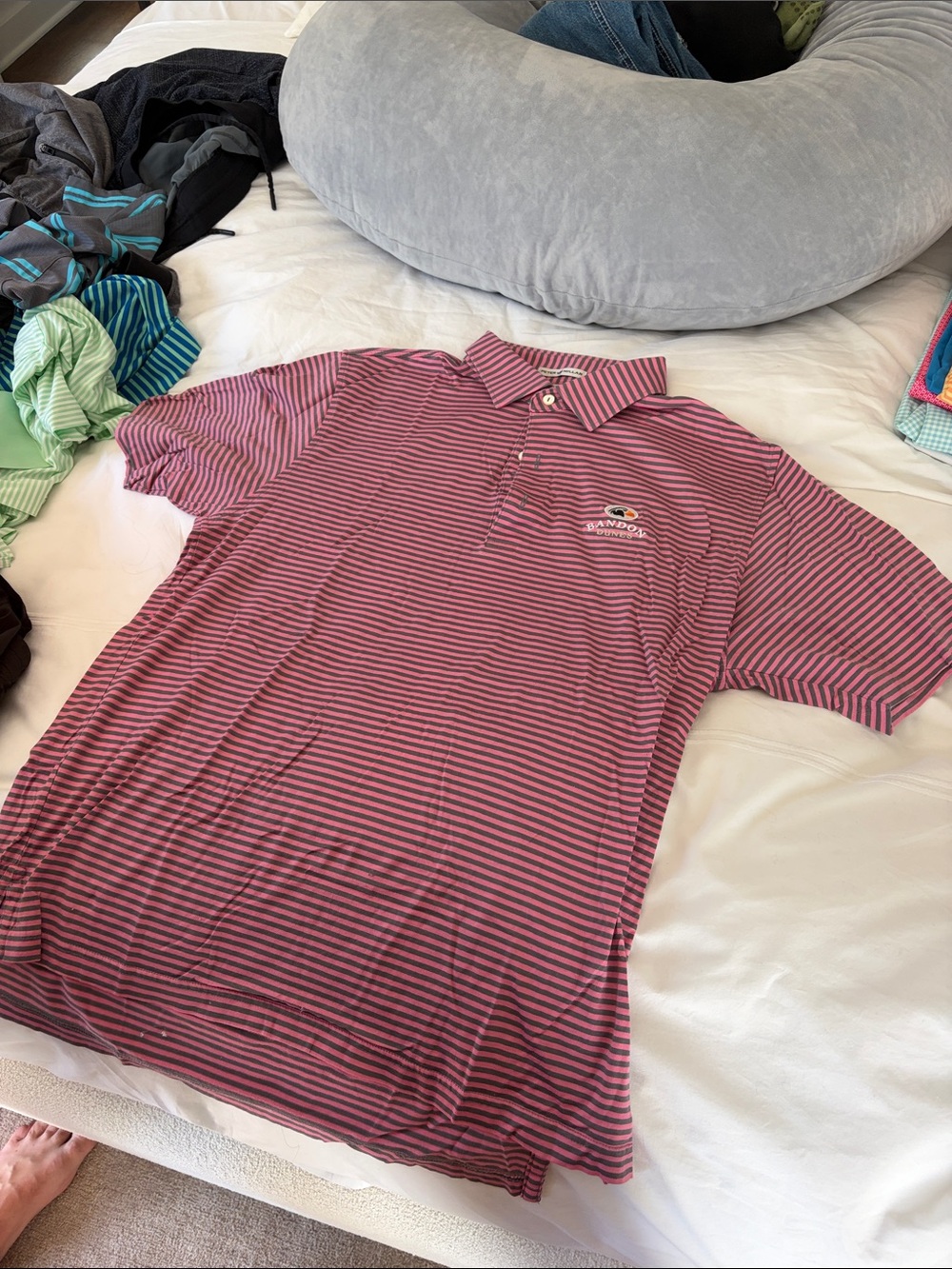 Peter Millar Pink and Black Striped Polo